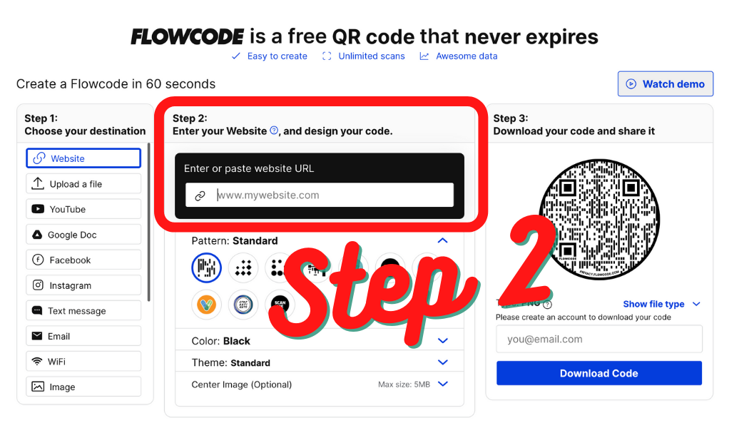Download Your QR Code Step 2